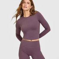 SoftMotion™ Long Sleeve Mid Top with White Logo | Vintage Purple