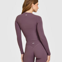 SoftMotion™ Long Sleeve Mid Top with White Logo | Vintage Purple