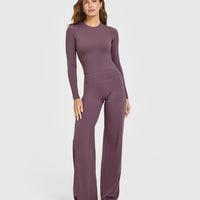 SoftMotion™ Long Sleeve Mid Top with White Logo | Vintage Purple