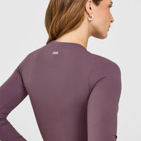 SoftMotion™ Long Sleeve Mid Top with White Logo | Vintage Purple