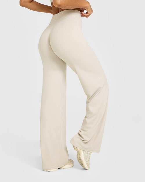 SoftMotion™ Straight Leg Pants with White Logo | Sand