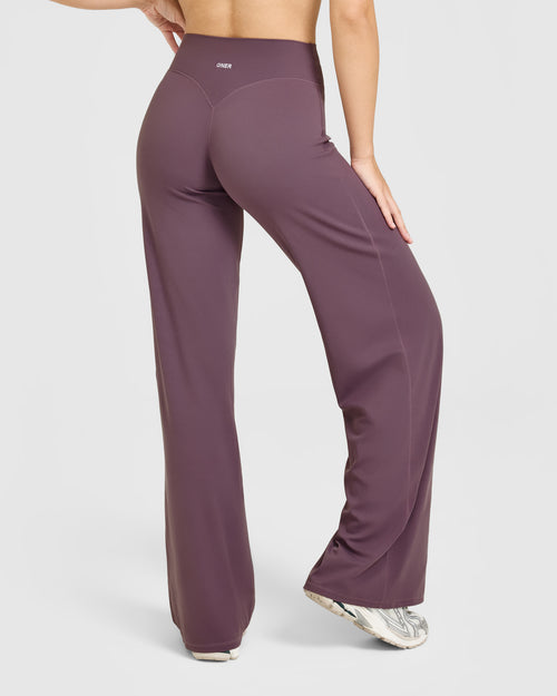 SoftMotion™ Straight Leg Pants with White Logo | Vintage Purple