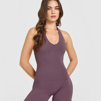 SoftMotion™ Halter Neck Vest with Built in Bra Shelf with White Logo | Vintage Purple