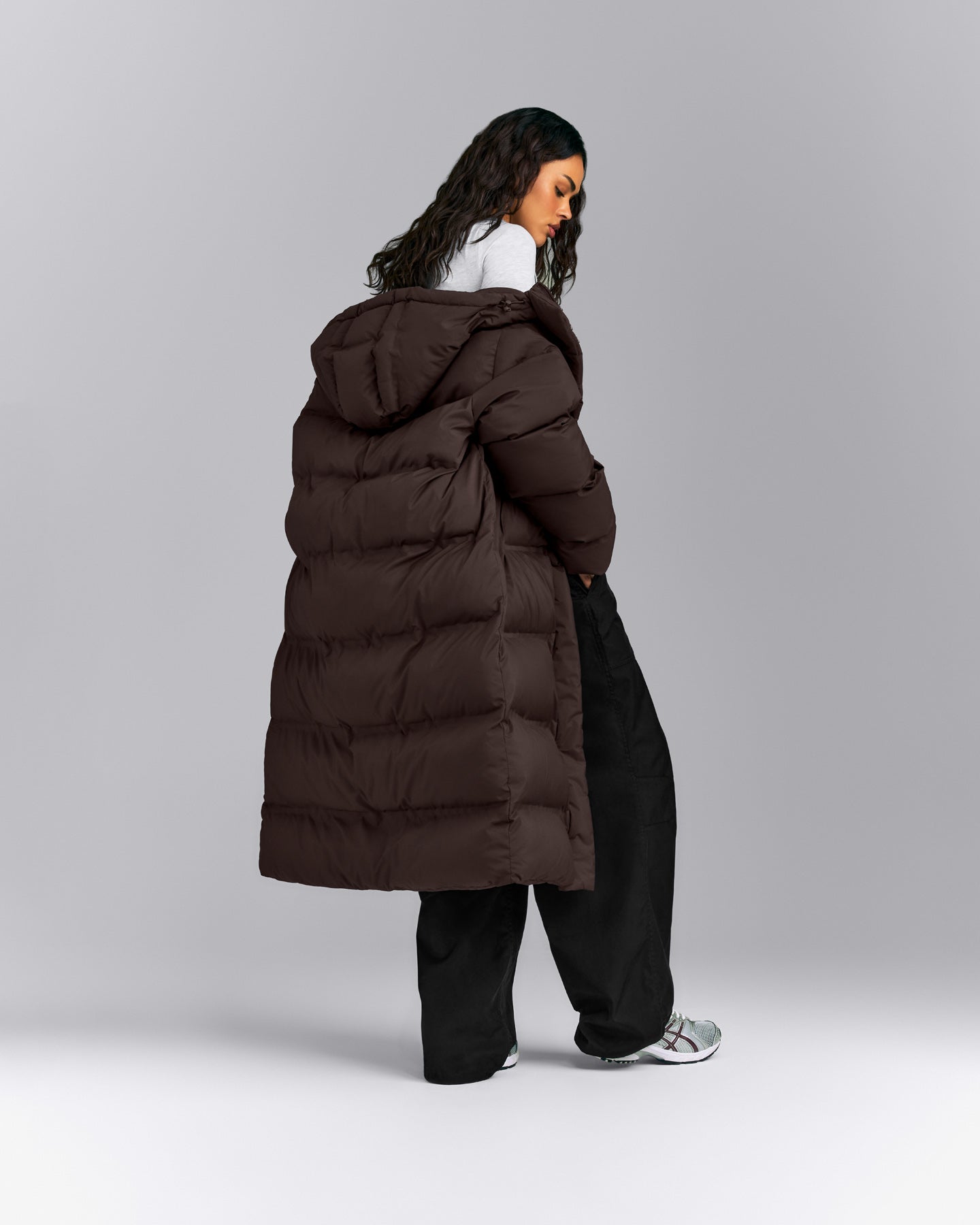 Oversized Longline Puffer Jacket | 70% Cocoa