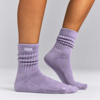 Rib Long Crew Socks | Dark Lavender Marl