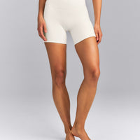 SoftMotion™ Double Layer High Waisted Shorts 6" | Marshmallow White