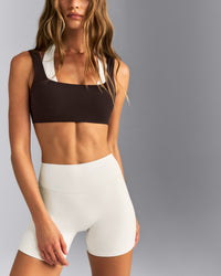 SoftMotion™ Double Layer High Waisted Shorts 6" | Marshmallow White