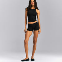 SoftMotion™ High Neck Mid Tank with Built in Bra Shelf | Black