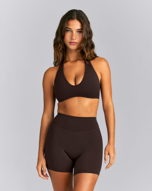 SoftMotion™ Minimal Halter Neck Bralette | 70% Cocoa