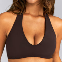 SoftMotion™ Minimal Halter Neck Bralette | 70% Cocoa