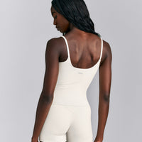 SoftMotion™ Strappy Tank Top with Built in Bra Shelf | Marshmallow White