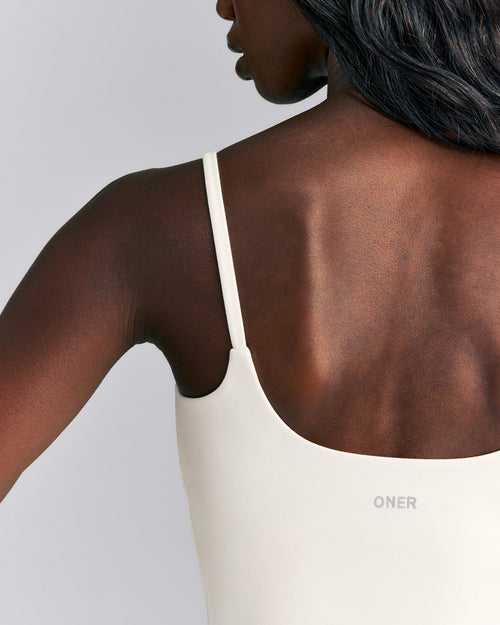 SoftMotion™ Strappy Tank Top with Built in Bra Shelf | Marshmallow White