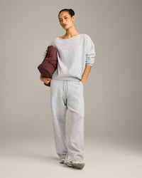 Oversized Knit Off-The-Shoulder Sweater | Light Gray Marl
