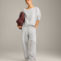 Oversized Knit Off-The-Shoulder Sweater | Light Gray Marl