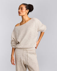 Oversized Knit Off-The-Shoulder Sweater | Oat Marl