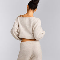 Oversized Knit Off-The-Shoulder Sweater | Oat Marl