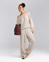 Oversized Knit Off-The-Shoulder Sweater | Oat Marl