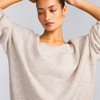 Oversized Knit Off-The-Shoulder Sweater | Oat Marl