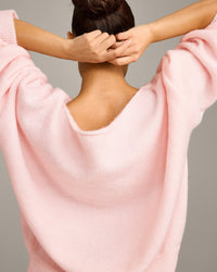 Oversized Knit Off-The-Shoulder Sweater | Soft Girl Pink