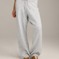 Oversized Knit Straight Leg Bottoms | Light Gray Marl