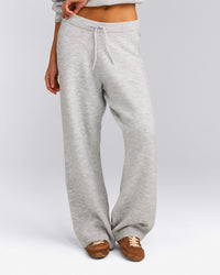 Oversized Knit Straight Leg Pants | Light Gray Marl