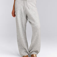 Oversized Knit Straight Leg Pants | Light Gray Marl