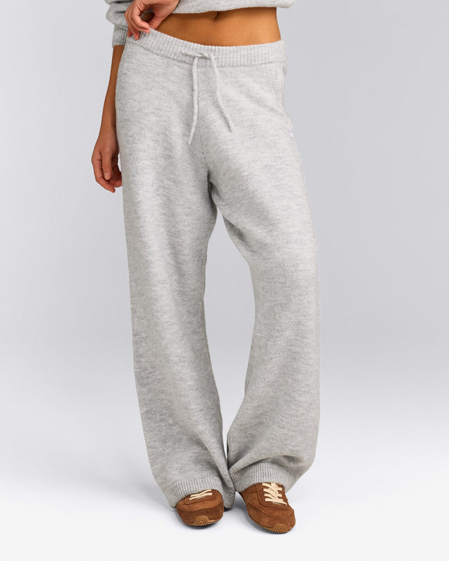 Oversized Knit Straight Leg Pants | Light Gray Marl