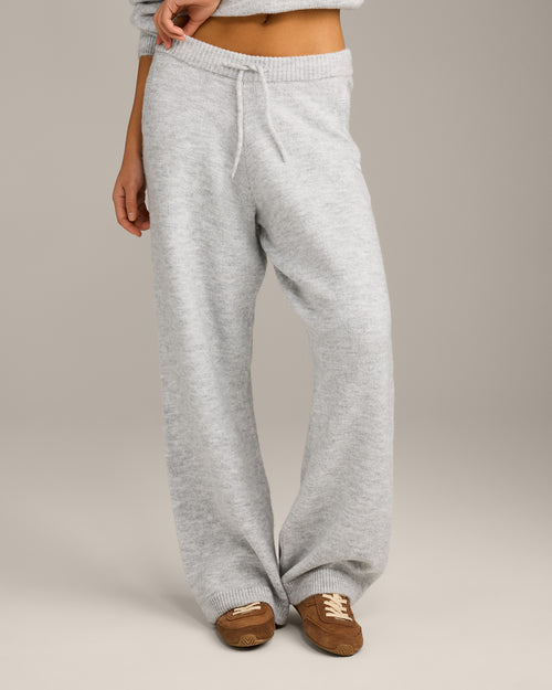 Oversized Knit Straight Leg Pants | Light Gray Marl