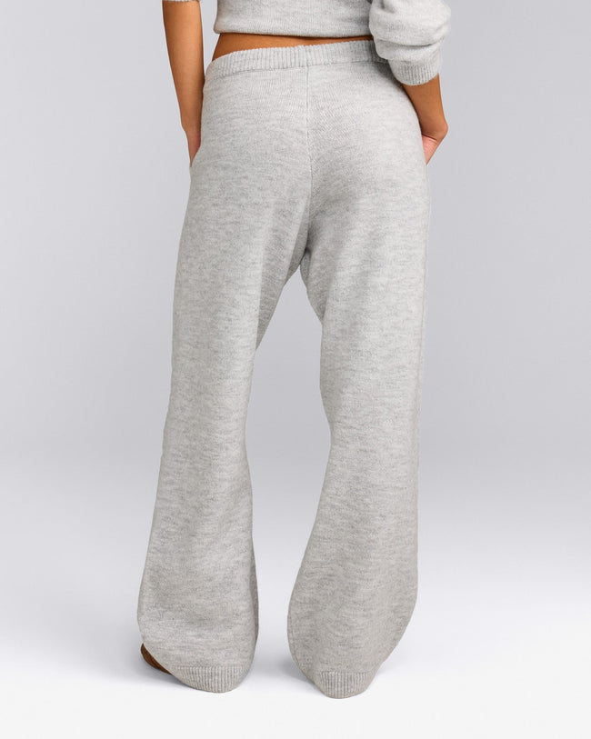 Oversized Knit Straight Leg Pants | Light Gray Marl