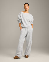 Oversized Knit Straight Leg Bottoms | Light Gray Marl