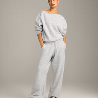 Oversized Knit Straight Leg Bottoms | Light Gray Marl