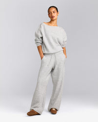 Oversized Knit Straight Leg Pants | Light Gray Marl