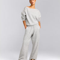 Oversized Knit Straight Leg Pants | Light Gray Marl