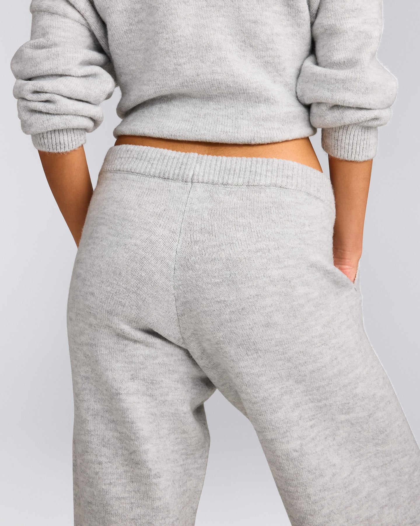 Oversized Knit Straight Leg Pants | Light Gray Marl