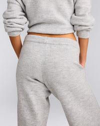 Oversized Knit Straight Leg Pants | Light Gray Marl