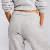 Oversized Knit Straight Leg Pants | Light Gray Marl