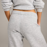 Oversized Knit Straight Leg Bottoms | Light Gray Marl