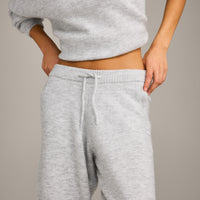 Oversized Knit Straight Leg Bottoms | Light Gray Marl