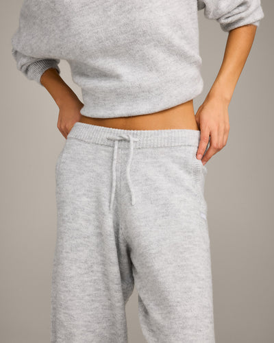 Oversized Knit Straight Leg Bottoms | Light Gray Marl