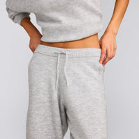 Oversized Knit Straight Leg Pants | Light Gray Marl