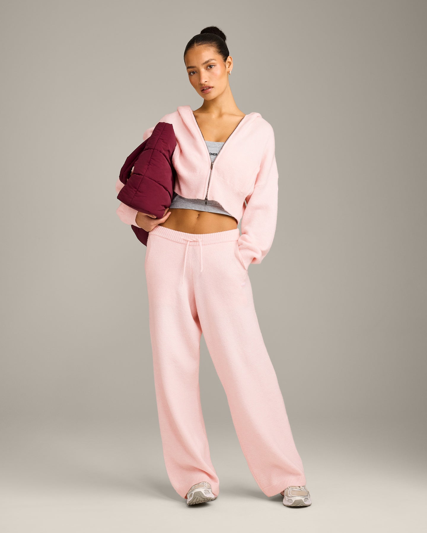 Oversized Knit Straight Leg Pants | Soft Girl Pink