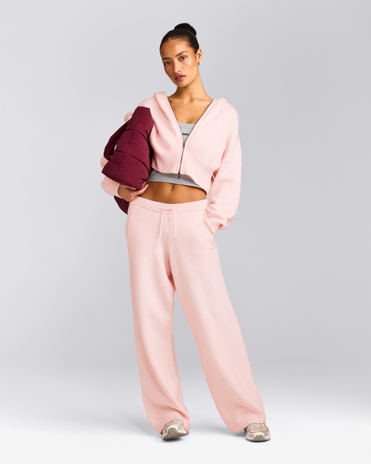 Oversized Knit Straight Leg Pants | Soft Girl Pink