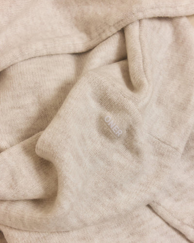 Oversized Knit Zip Up Mid Hoodie | Oat Marl