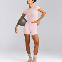 Mellow™ Motion Crew Neck Mid Top | Soft Girl Pink