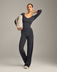 Mellow™ Motion Wide V-Neck 3/4 Length Sleeve Mid Top | Coal