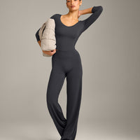 Mellow™ Motion Wide V-Neck 3/4 Length Sleeve Mid Top | Coal