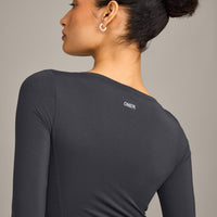 Mellow™ Motion Wide V-Neck 3/4 Length Sleeve Mid Top | Coal