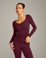 Mellow™ Motion Wide V-Neck Long Sleeve Top | Cherry Lacquer Purple