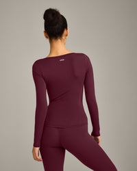 Mellow™ Motion Wide V-Neck Long Sleeve Top | Cherry Lacquer Purple