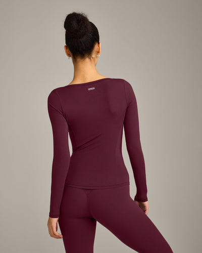 Mellow™ Motion Wide V-Neck Long Sleeve Top | Cherry Lacquer Purple